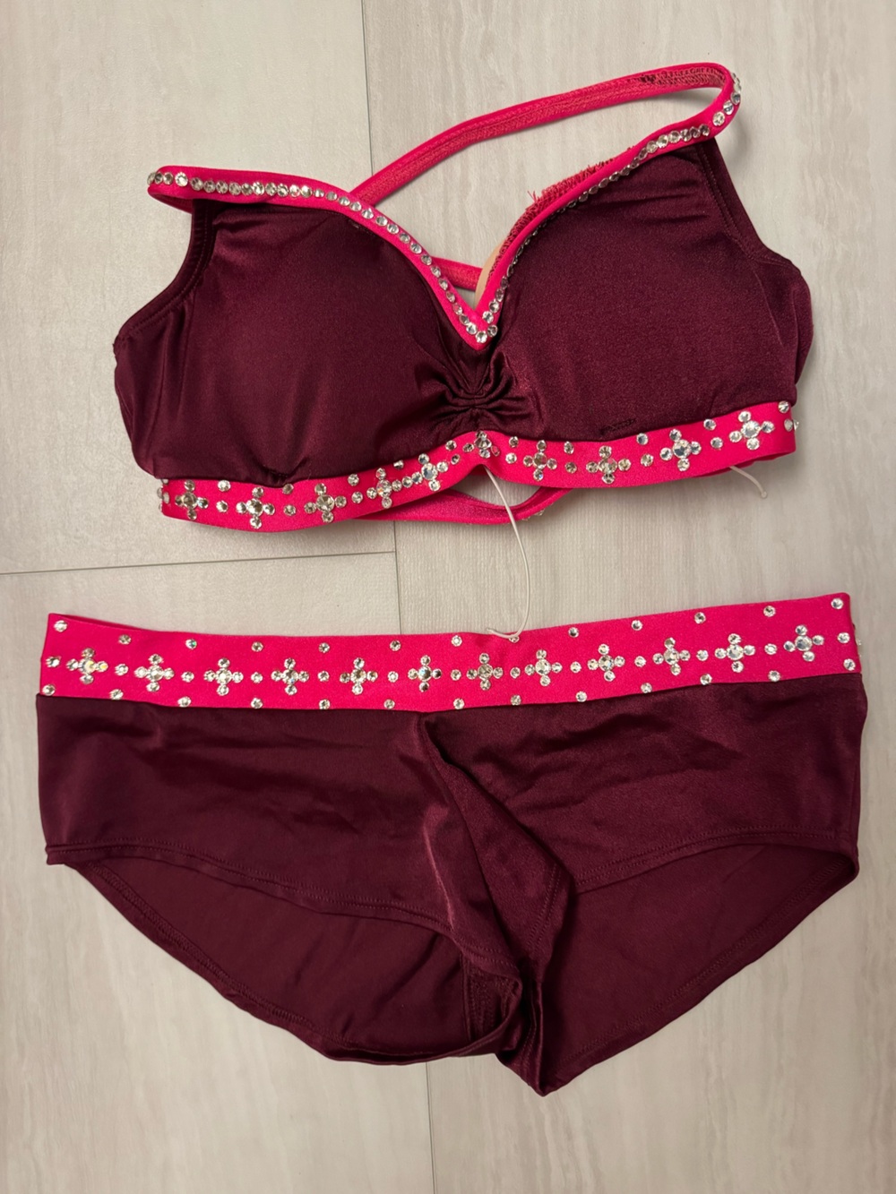 The Line-up pro style outfit. Small top, medium bottom. With rhinestones